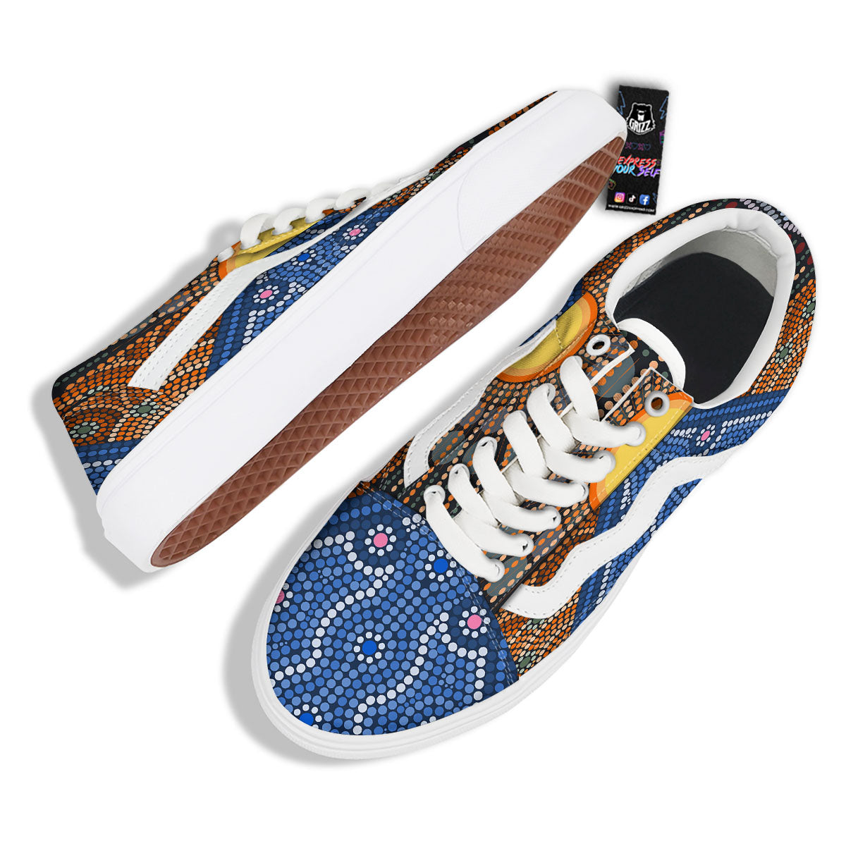 Sunset Art Aboriginal Indigenous Print Skate Shoes-grizzshop
