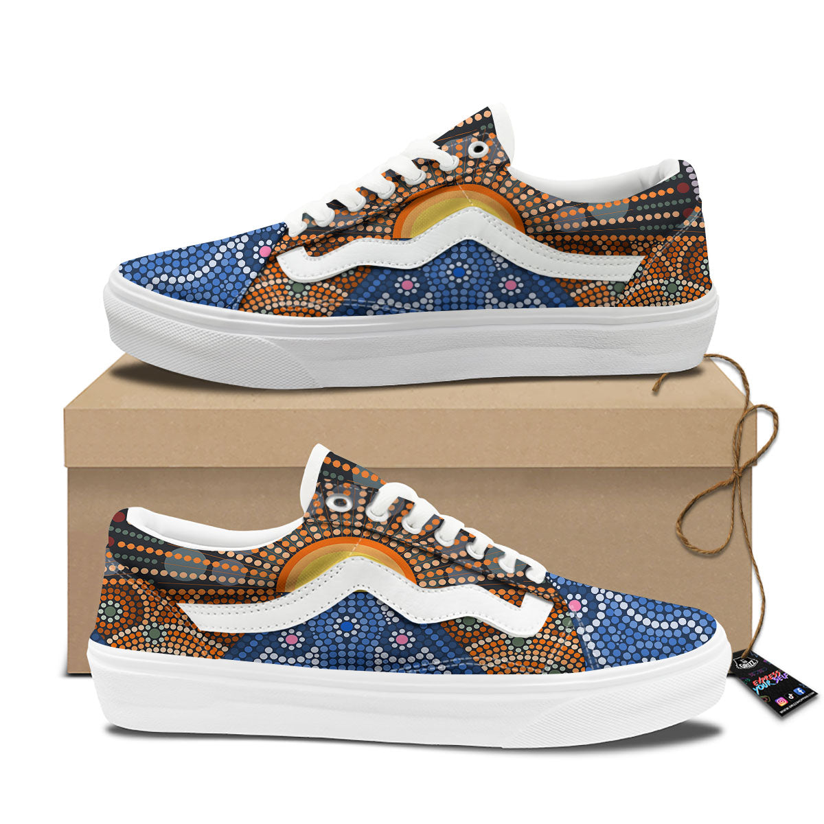 Sunset Art Aboriginal Indigenous Print Skate Shoes-grizzshop