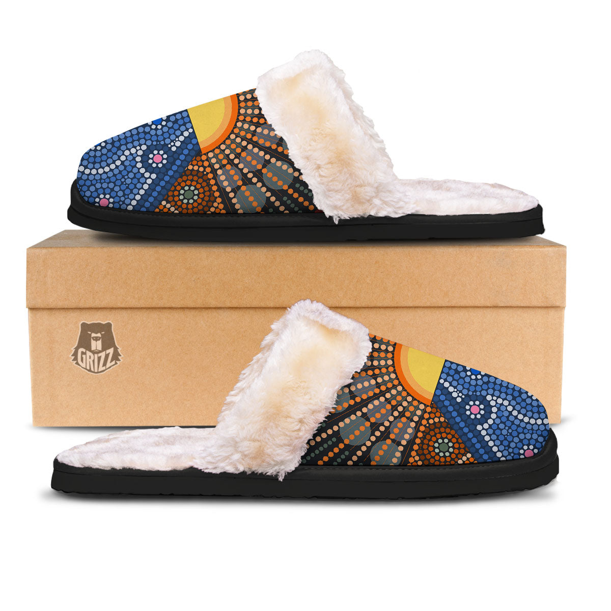 Sunset Art Aboriginal Indigenous Print Slippers-grizzshop