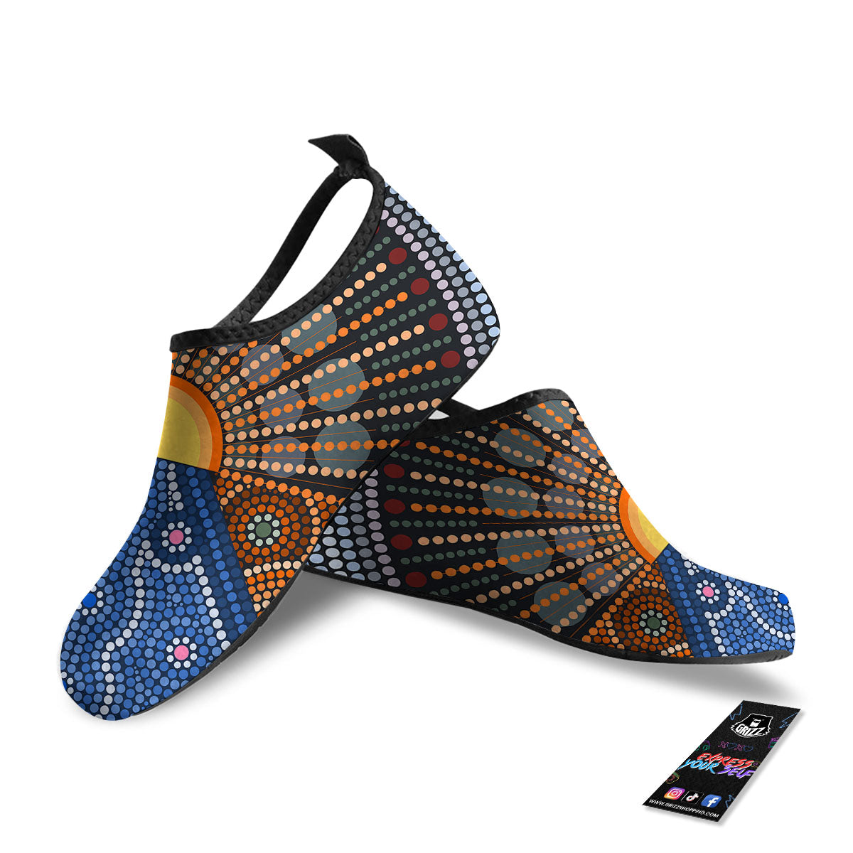 Sunset Art Aboriginal Indigenous Print Water Shoes-grizzshop