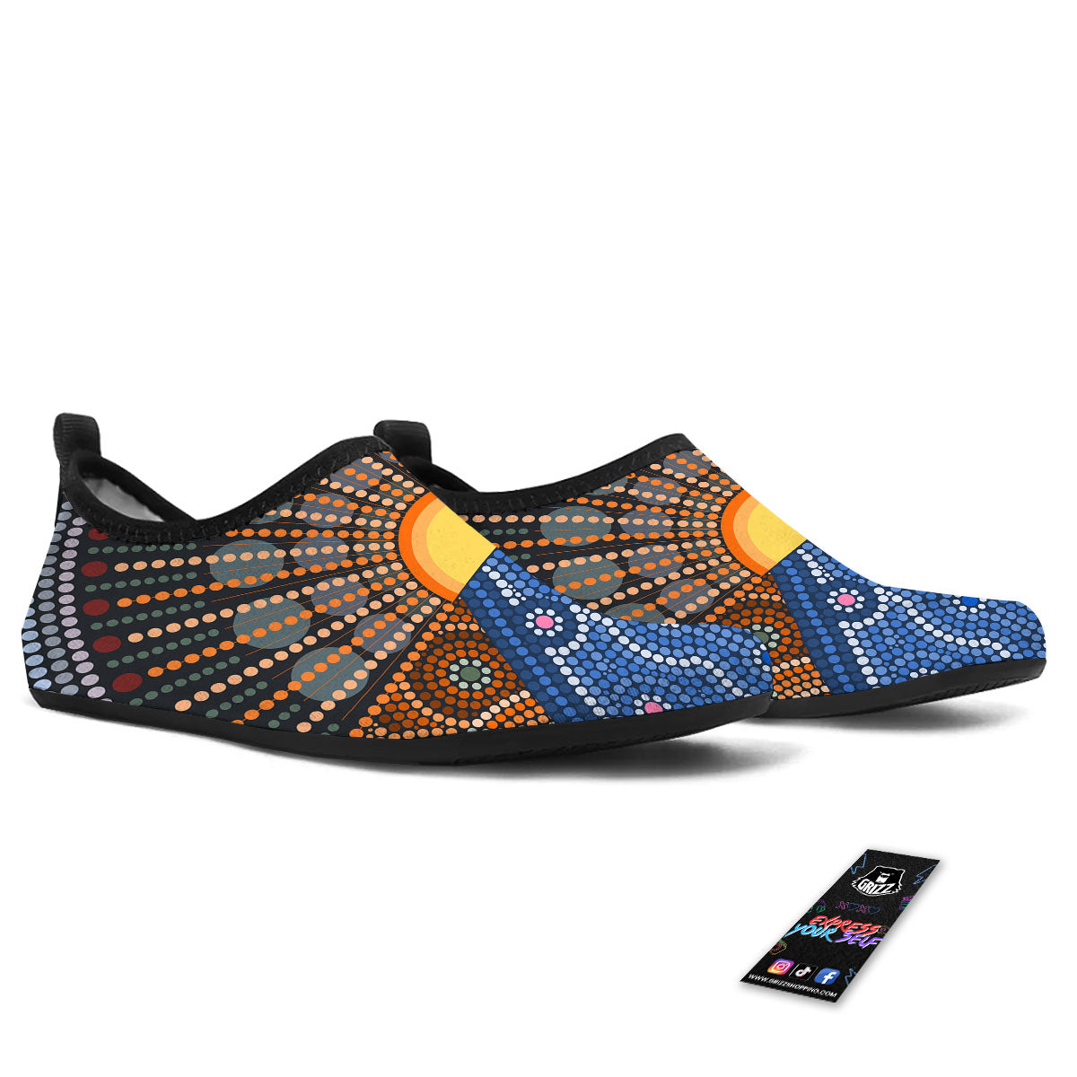 Sunset Art Aboriginal Indigenous Print Water Shoes-grizzshop