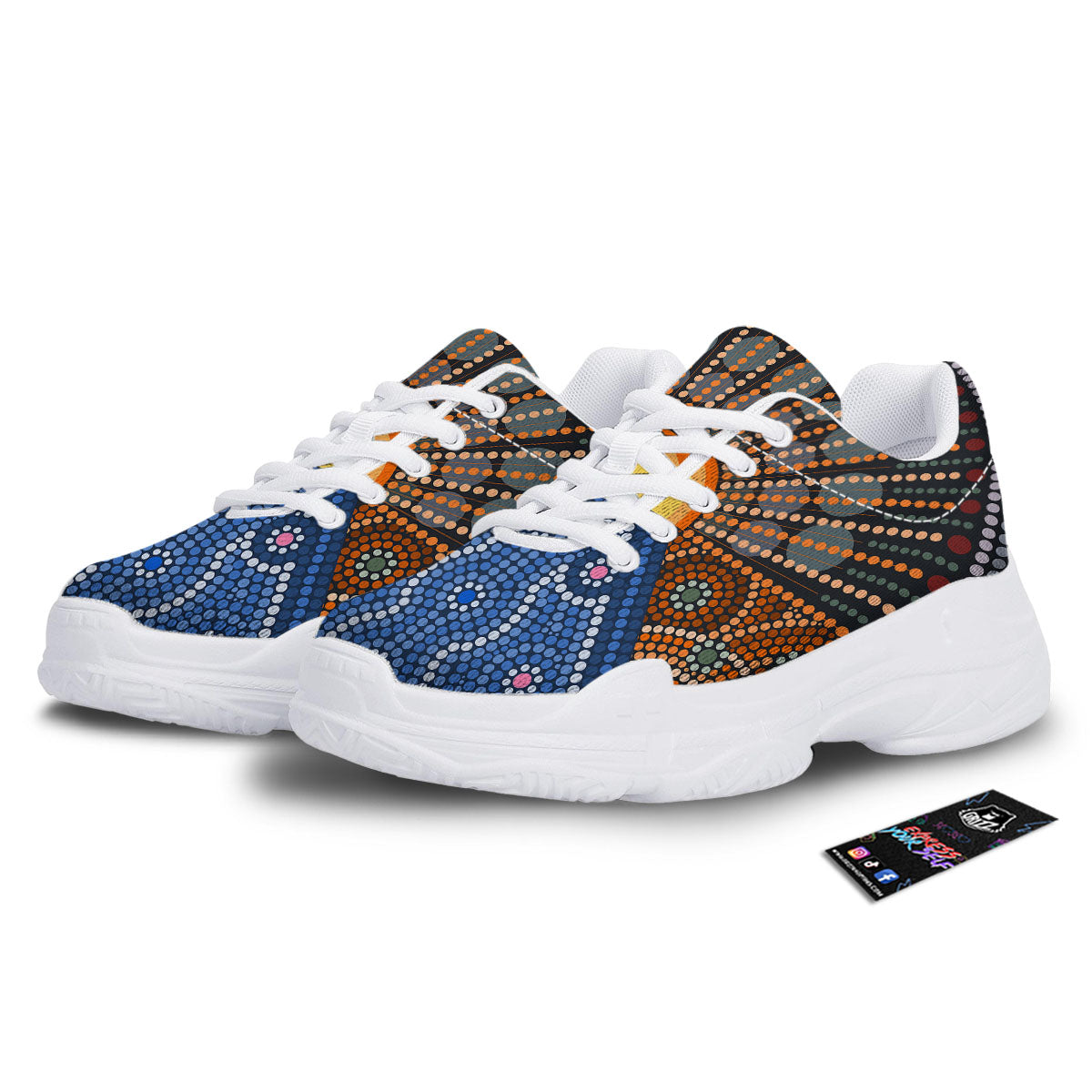 Sunset Art Aboriginal Indigenous Print White Chunky Shoes-grizzshop