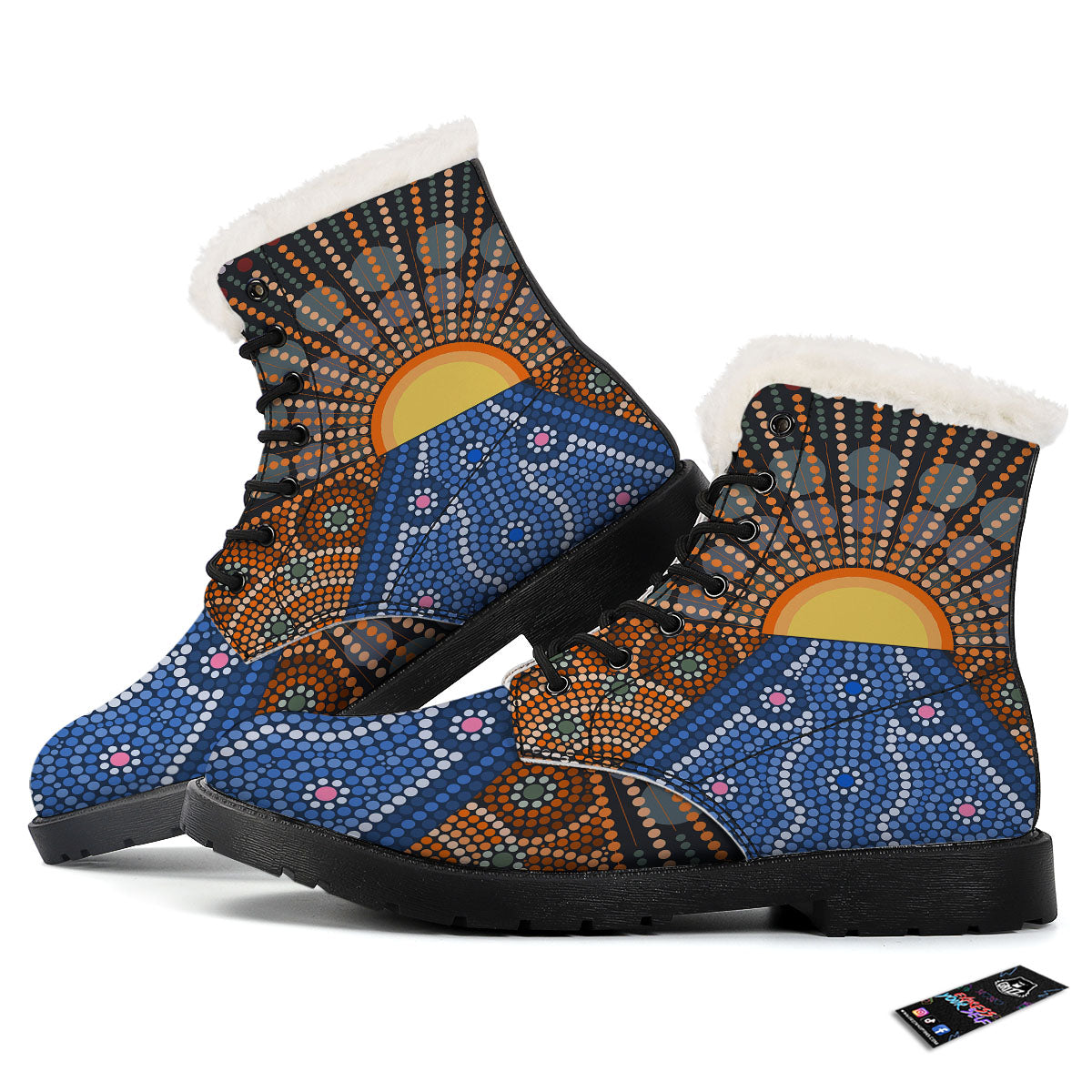 Sunset Art Aboriginal Indigenous Print Winter Boots-grizzshop