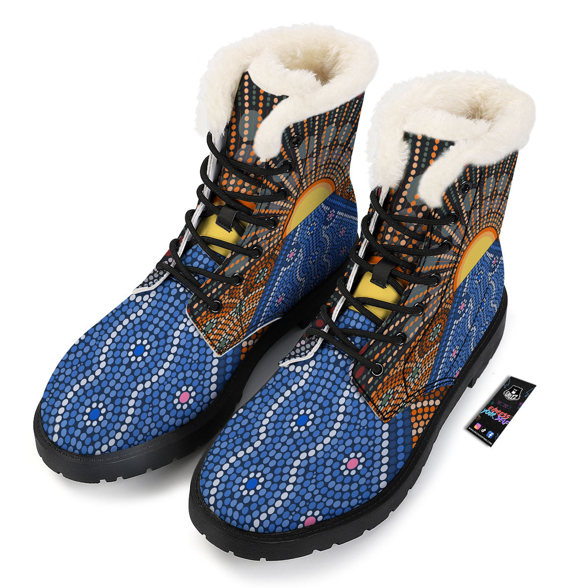 Sunset Art Aboriginal Indigenous Print Winter Boots-grizzshop