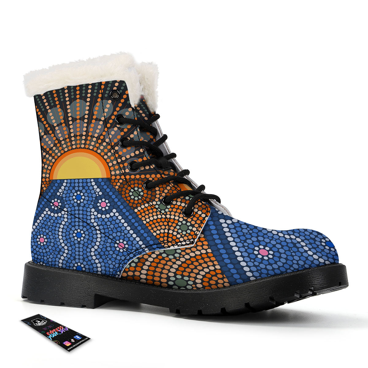 Sunset Art Aboriginal Indigenous Print Winter Boots-grizzshop