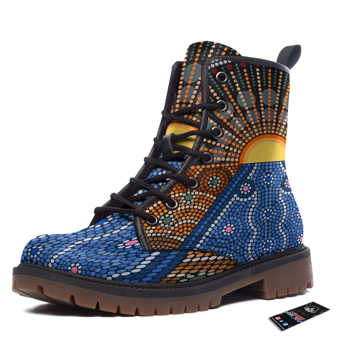 Sunset Art Aboriginal Indigenous Print Work Boots-grizzshop