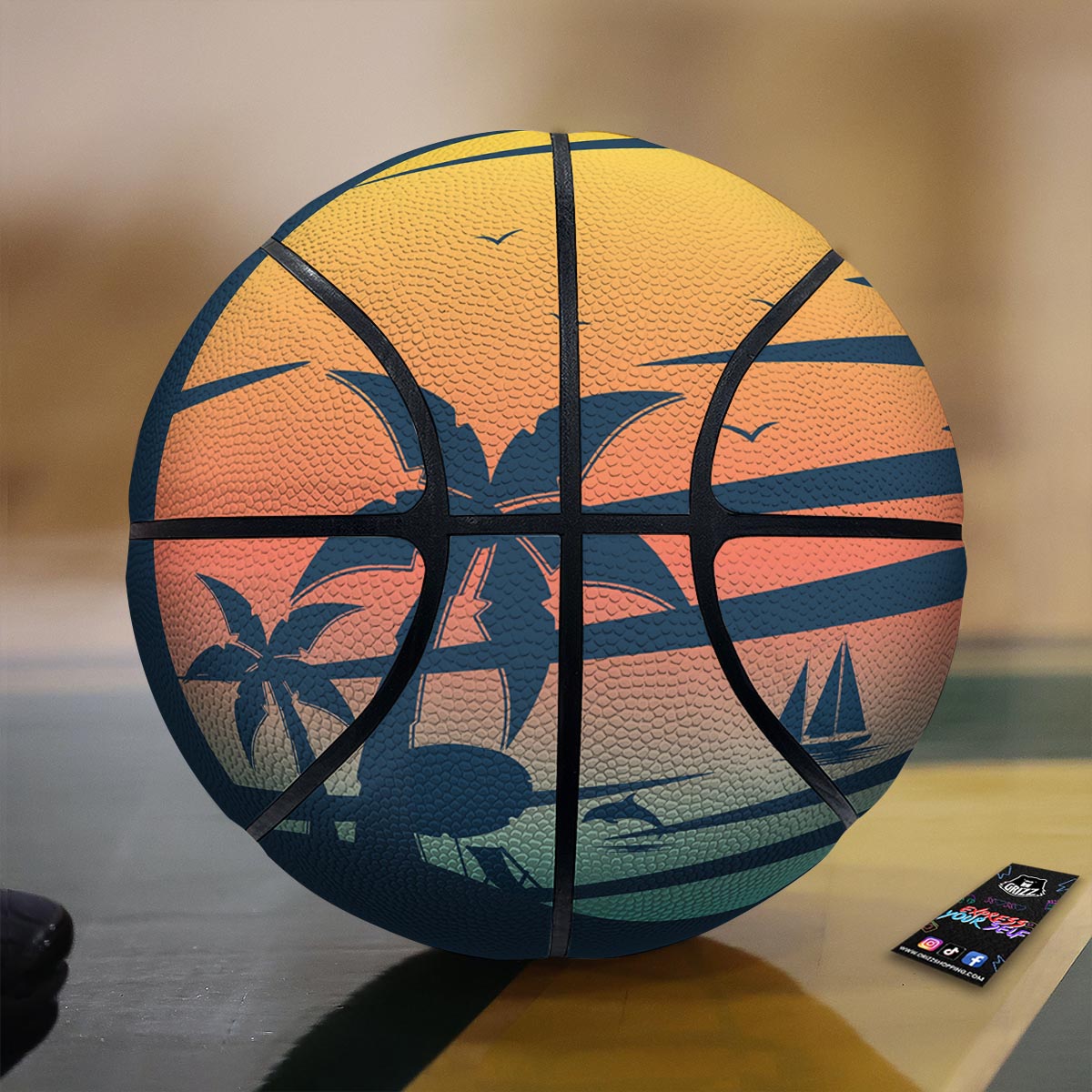 Sunset Beach Tropical Print Basketball