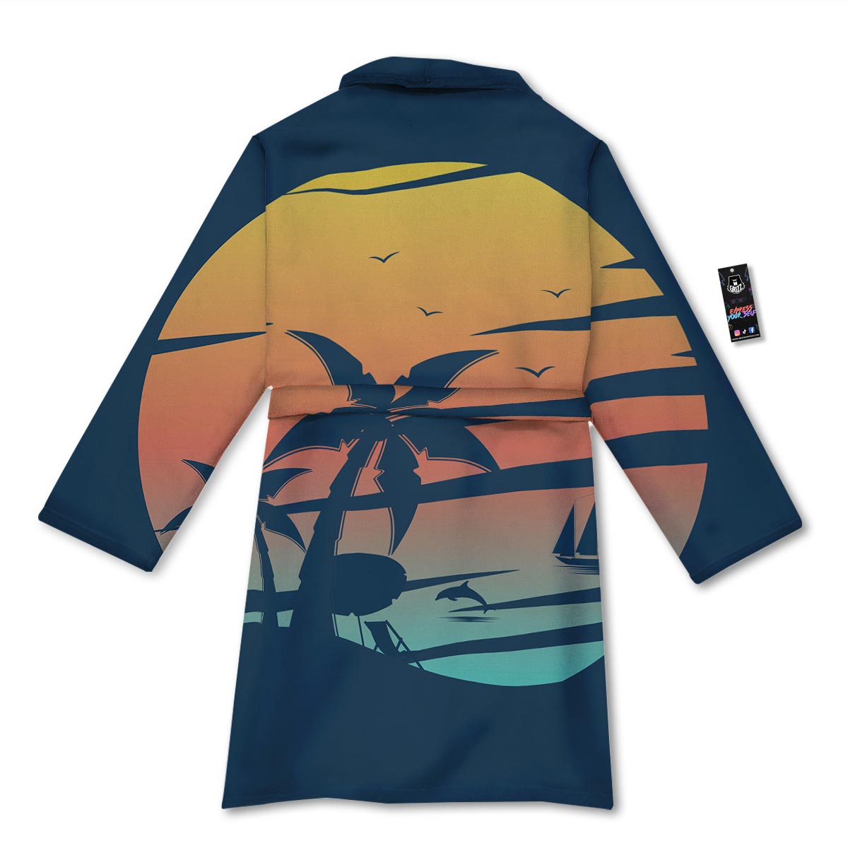 Sunset Beach Tropical Print Bathrobe-grizzshop