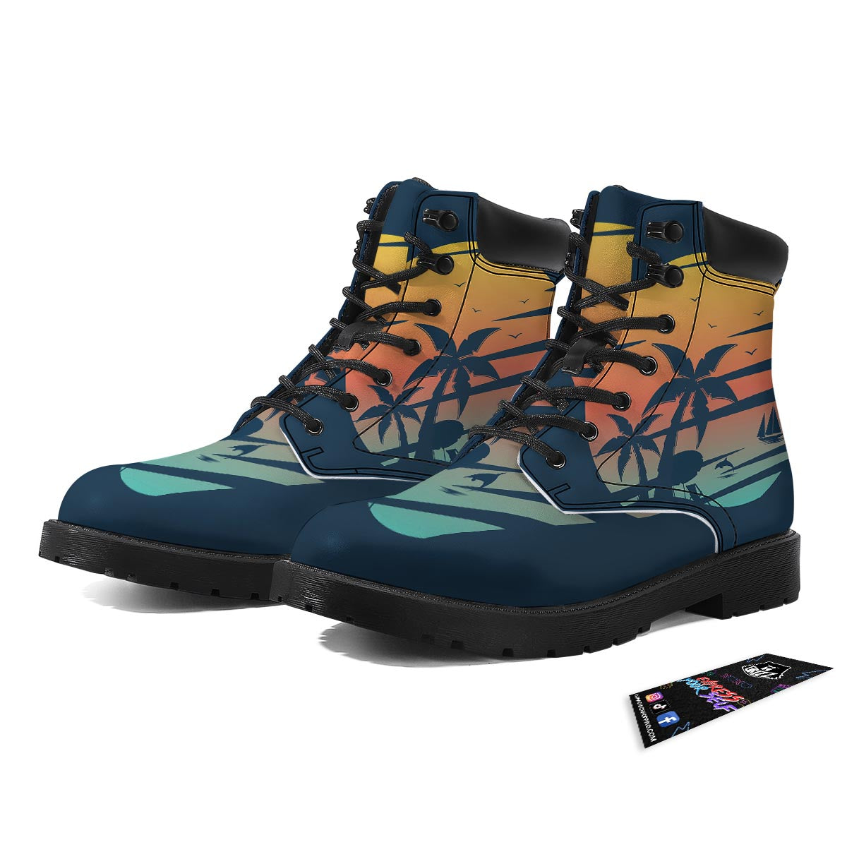 Sunset Beach Tropical Print Boots-grizzshop
