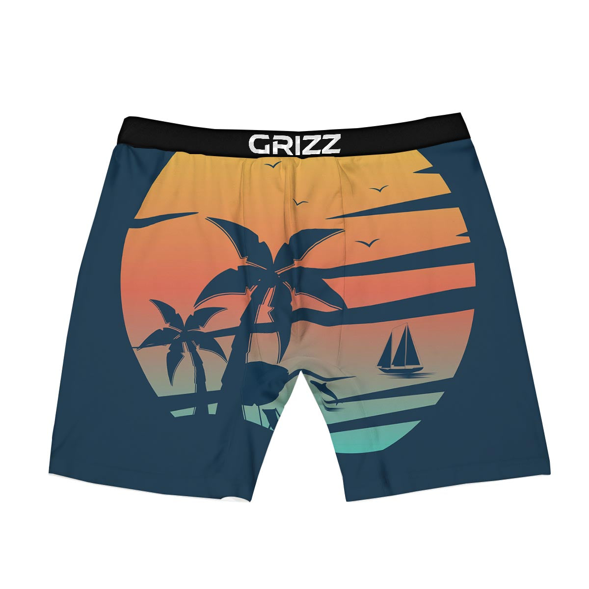 Sunset Beach Tropical Print Boxer Briefs-grizzshop