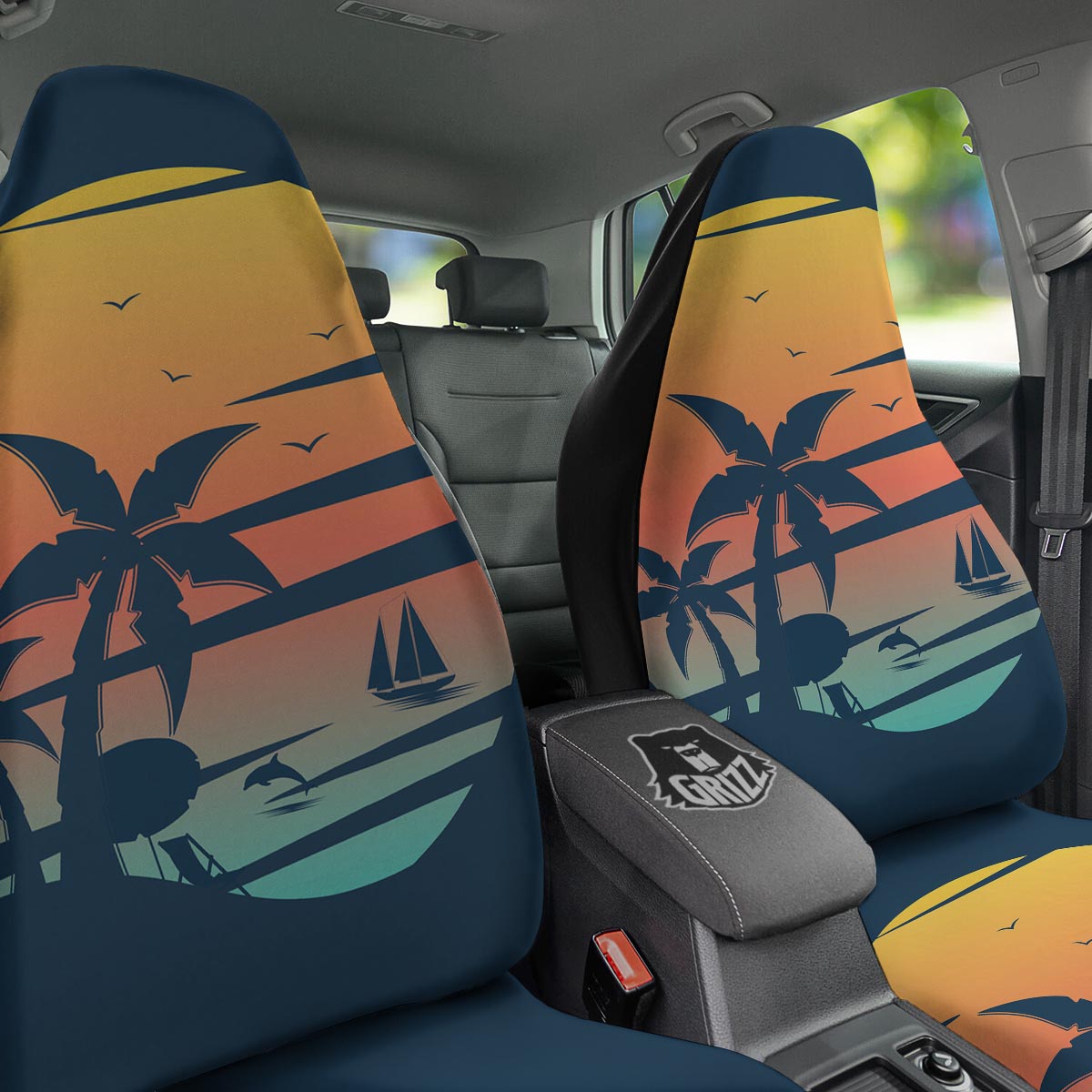 Sunset Beach Tropical Print Car Seat Covers-grizzshop