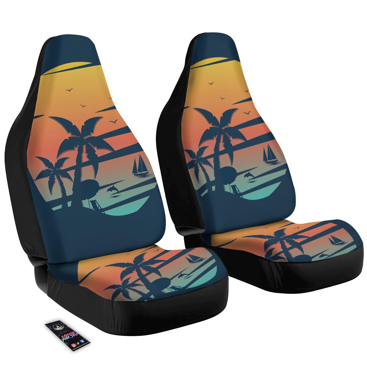 Sunset Beach Tropical Print Car Seat Covers-grizzshop