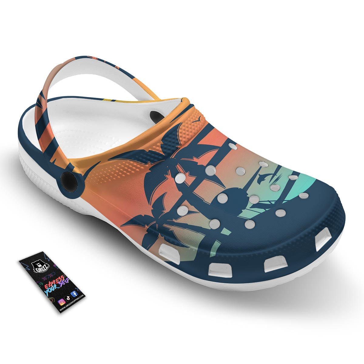 Sunset Beach Tropical Print Clog-grizzshop
