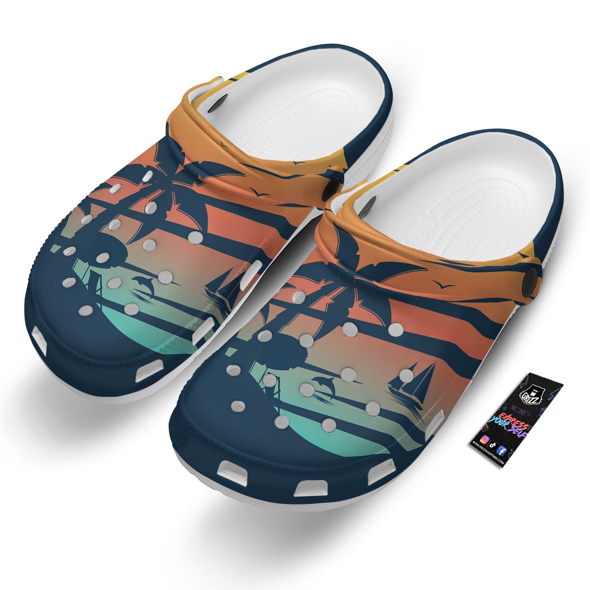 Sunset Beach Tropical Print Clog-grizzshop