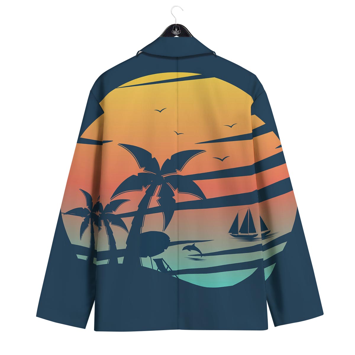 Sunset Beach Tropical Print Men's Sport Coat-grizzshop