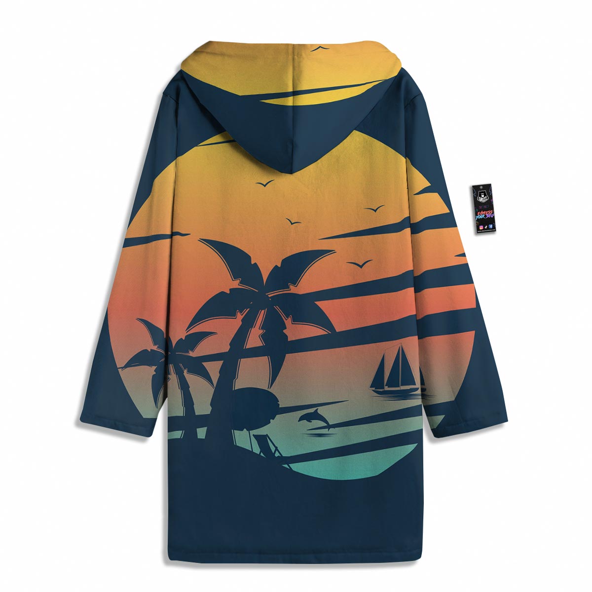 Sunset Beach Tropical Print Men's Windbreaker Jacket-grizzshop