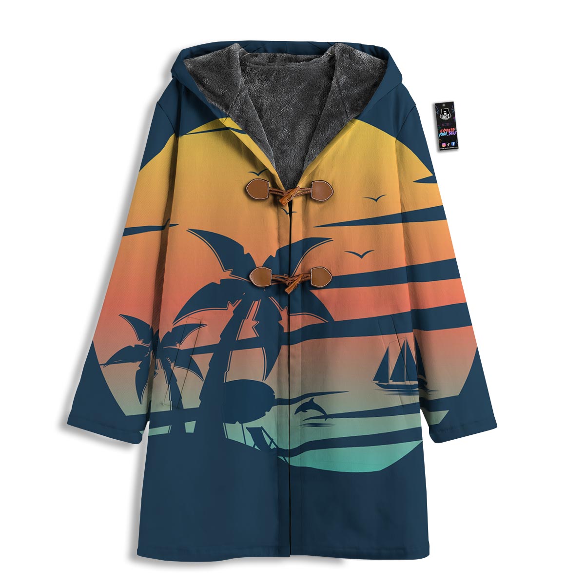 Sunset Beach Tropical Print Men's Windbreaker Jacket-grizzshop