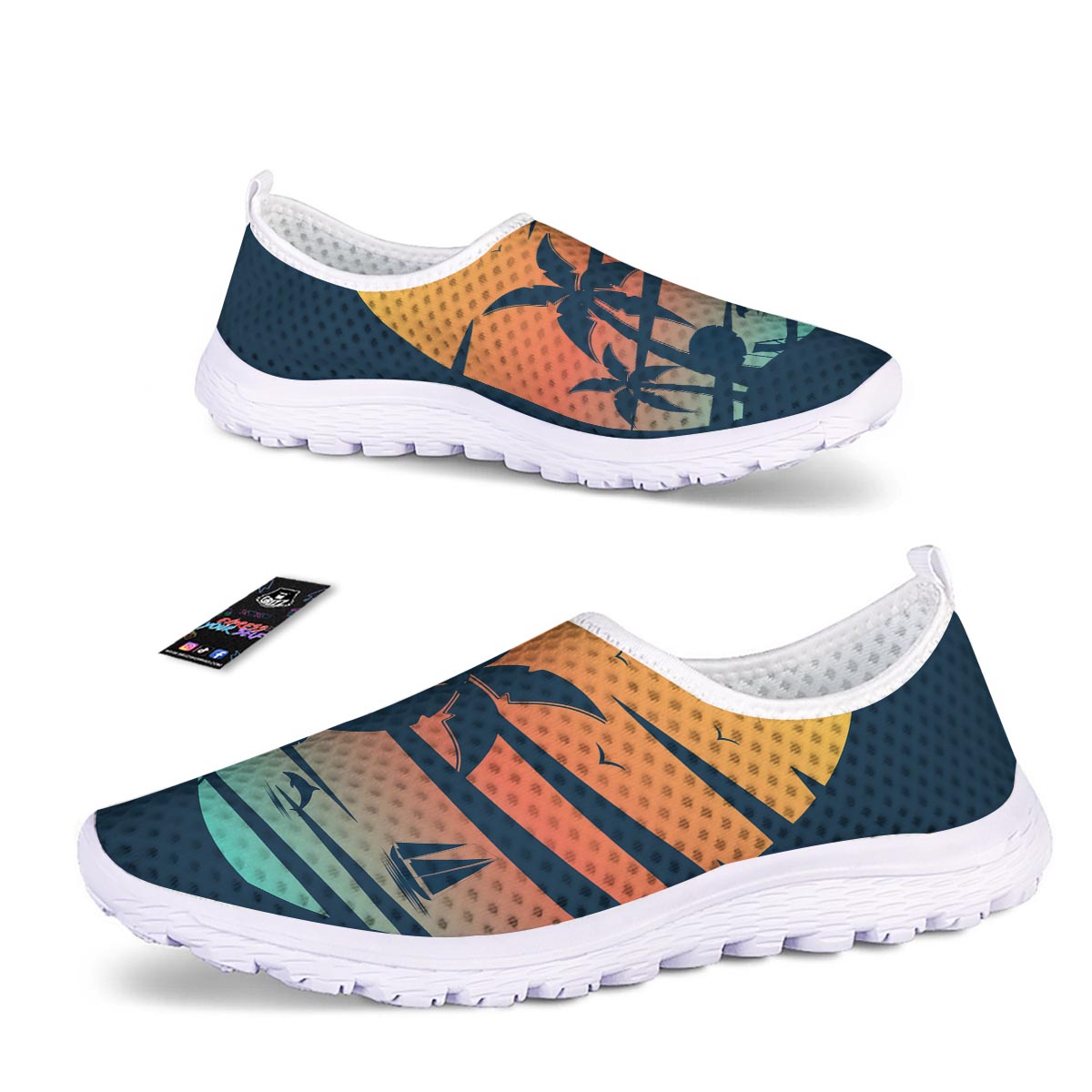 Sunset Beach Tropical Print Nurse Shoes-grizzshop
