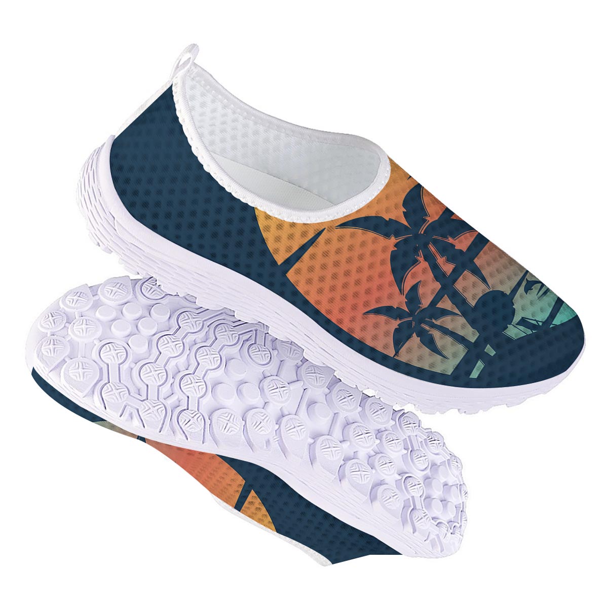 Sunset Beach Tropical Print Nurse Shoes-grizzshop