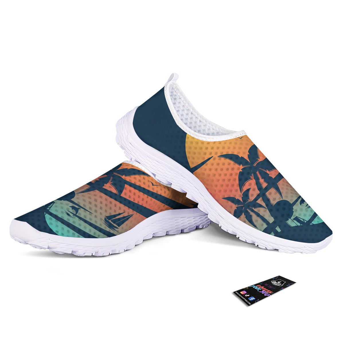 Sunset Beach Tropical Print Nurse Shoes-grizzshop