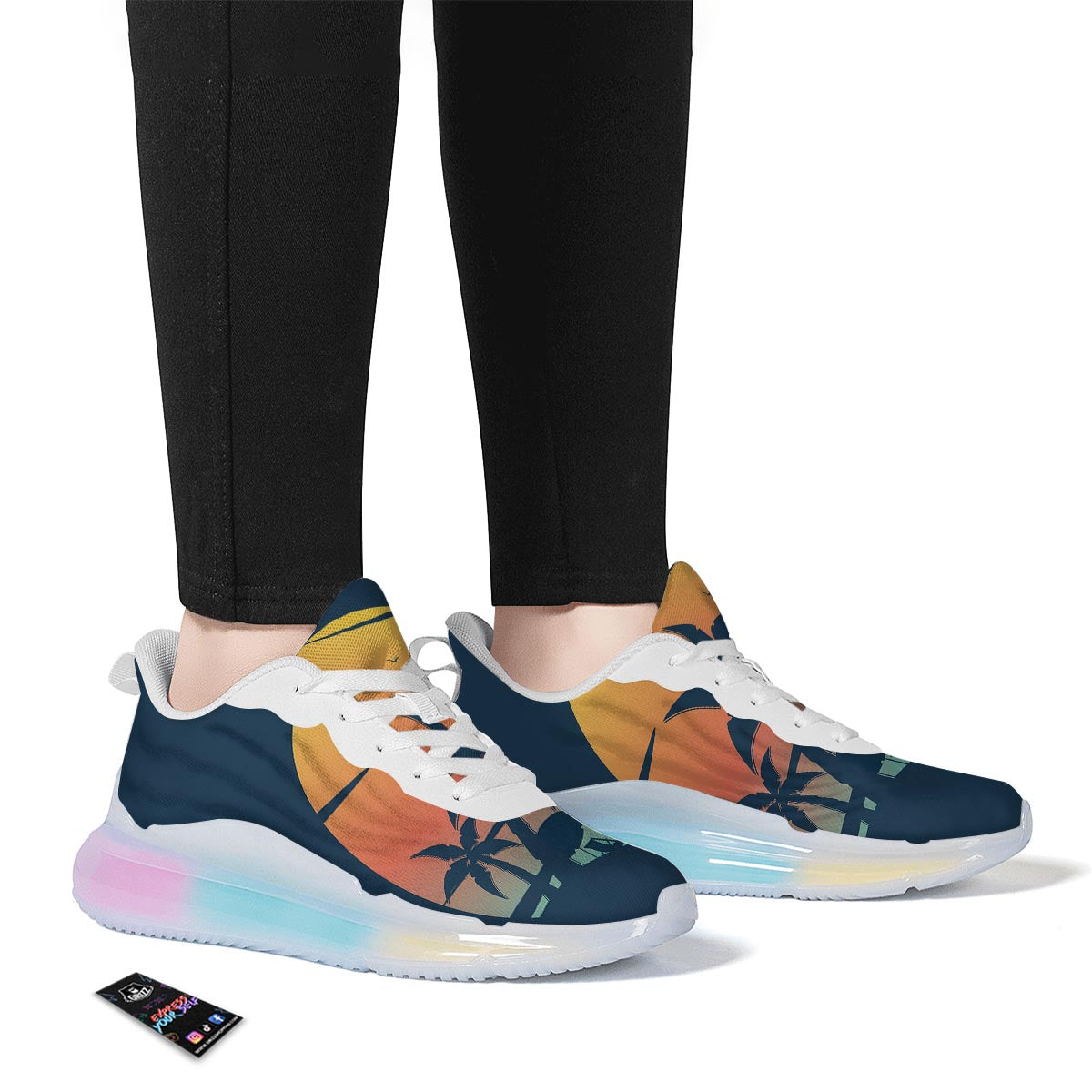 Sunset Beach Tropical Print Running Sneakers-grizzshop