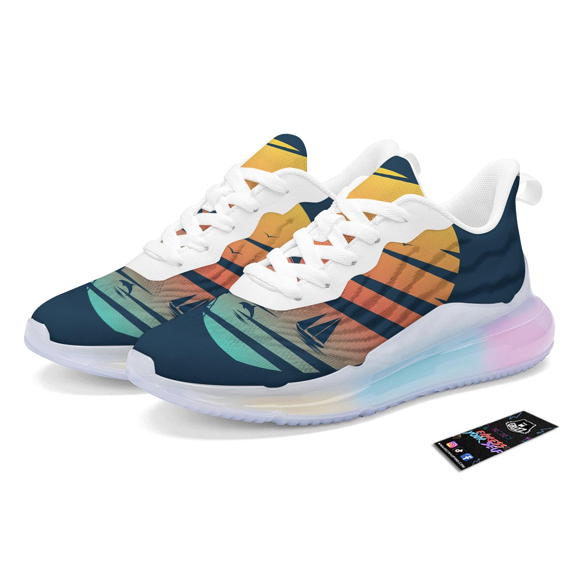 Sunset Beach Tropical Print Running Sneakers-grizzshop