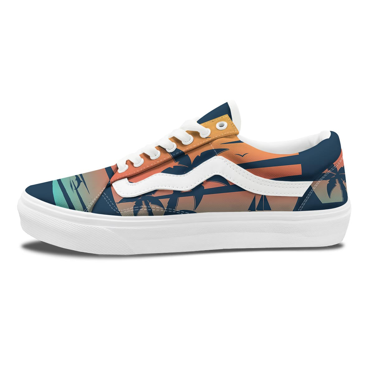 Sunset Beach Tropical Print Skate Shoes-grizzshop