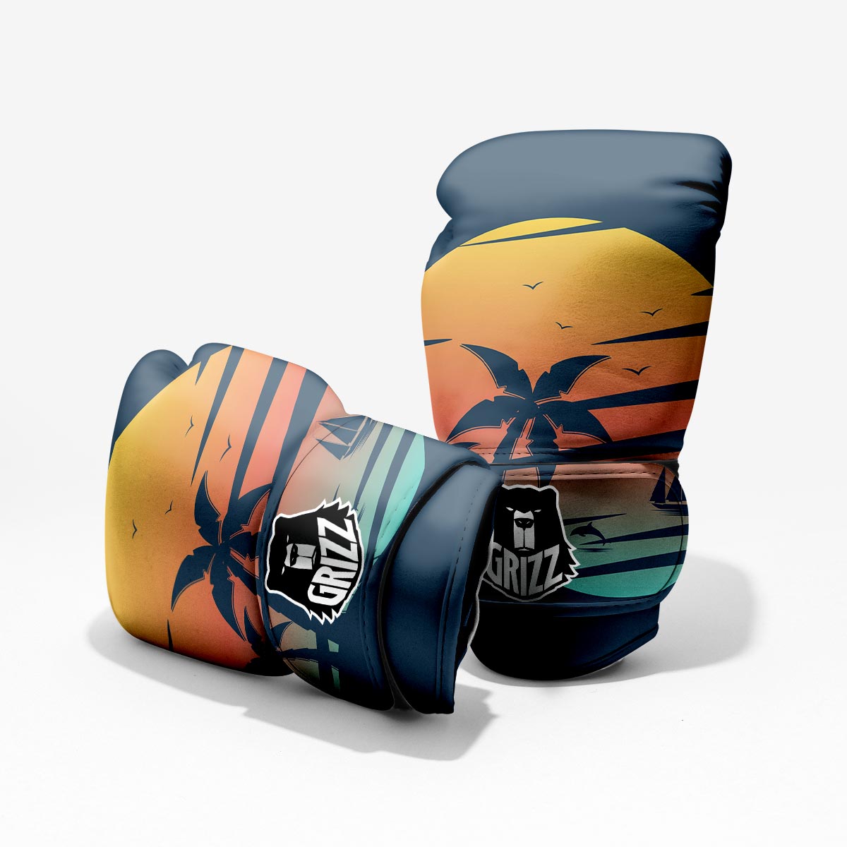 Sunset Beach Tropical Print Pro Boxing Glove