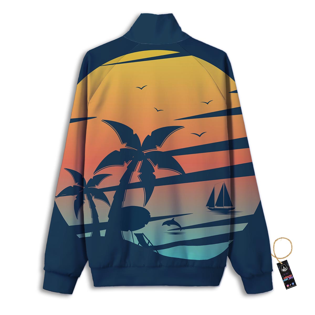 Sunset Beach Tropical Print Track Jacket-grizzshop