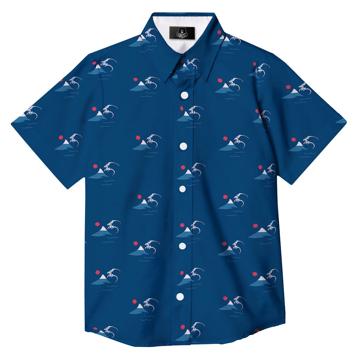 Sunset Japanese Print Pattern Button Up Shirt-grizzshop