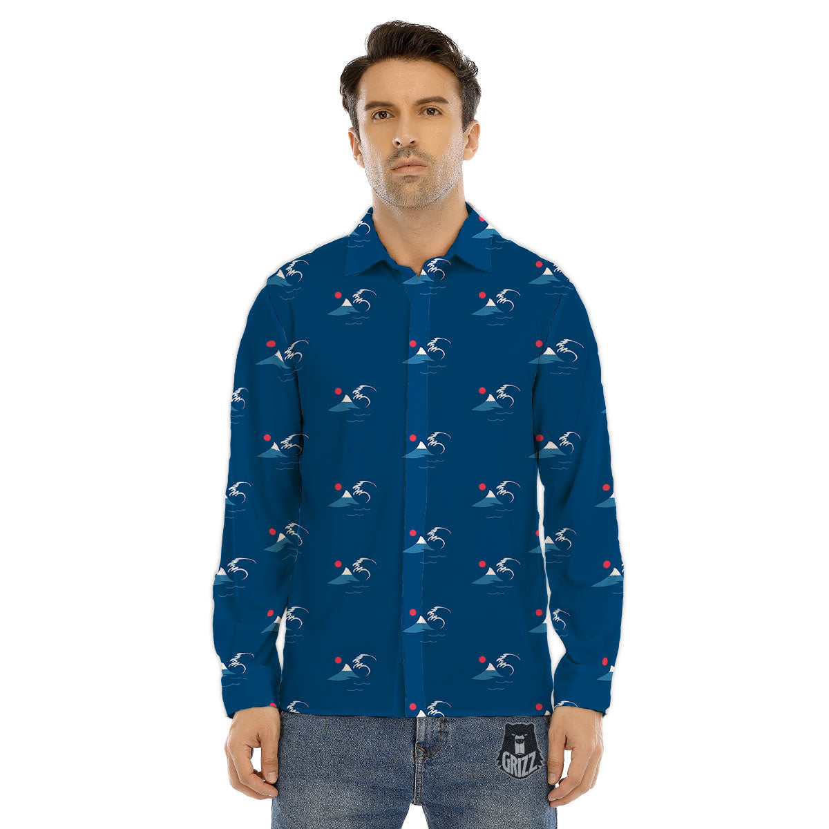 Sunset Japanese Print Pattern Men's Dress Shirts-grizzshop