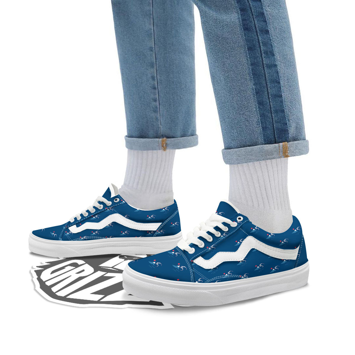 Sunset Japanese Print Pattern Skate Shoes-grizzshop