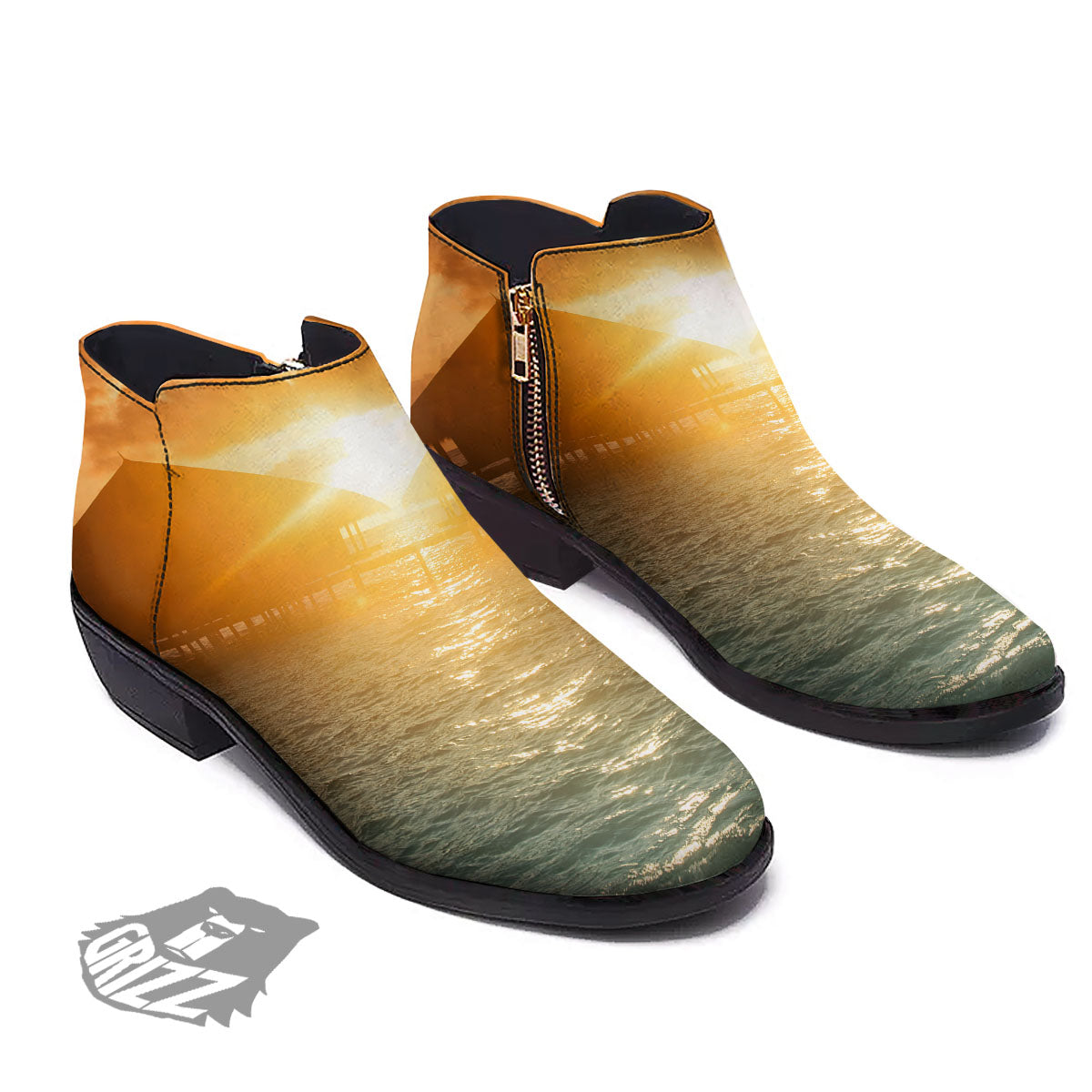 Sunset Maldives Print Ankle Boots-grizzshop