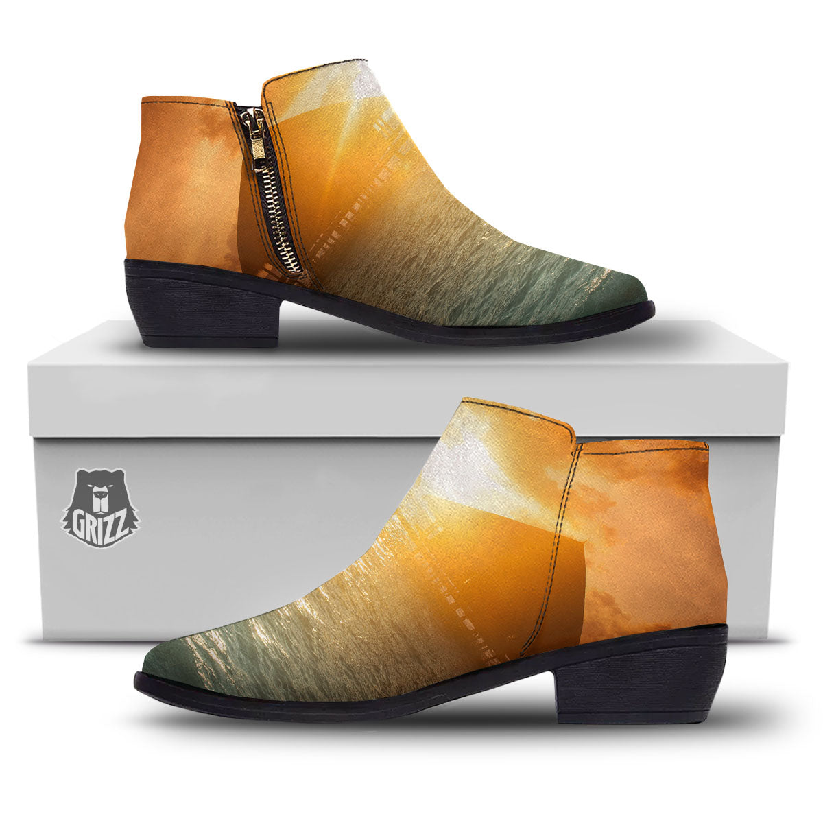 Sunset Maldives Print Ankle Boots-grizzshop