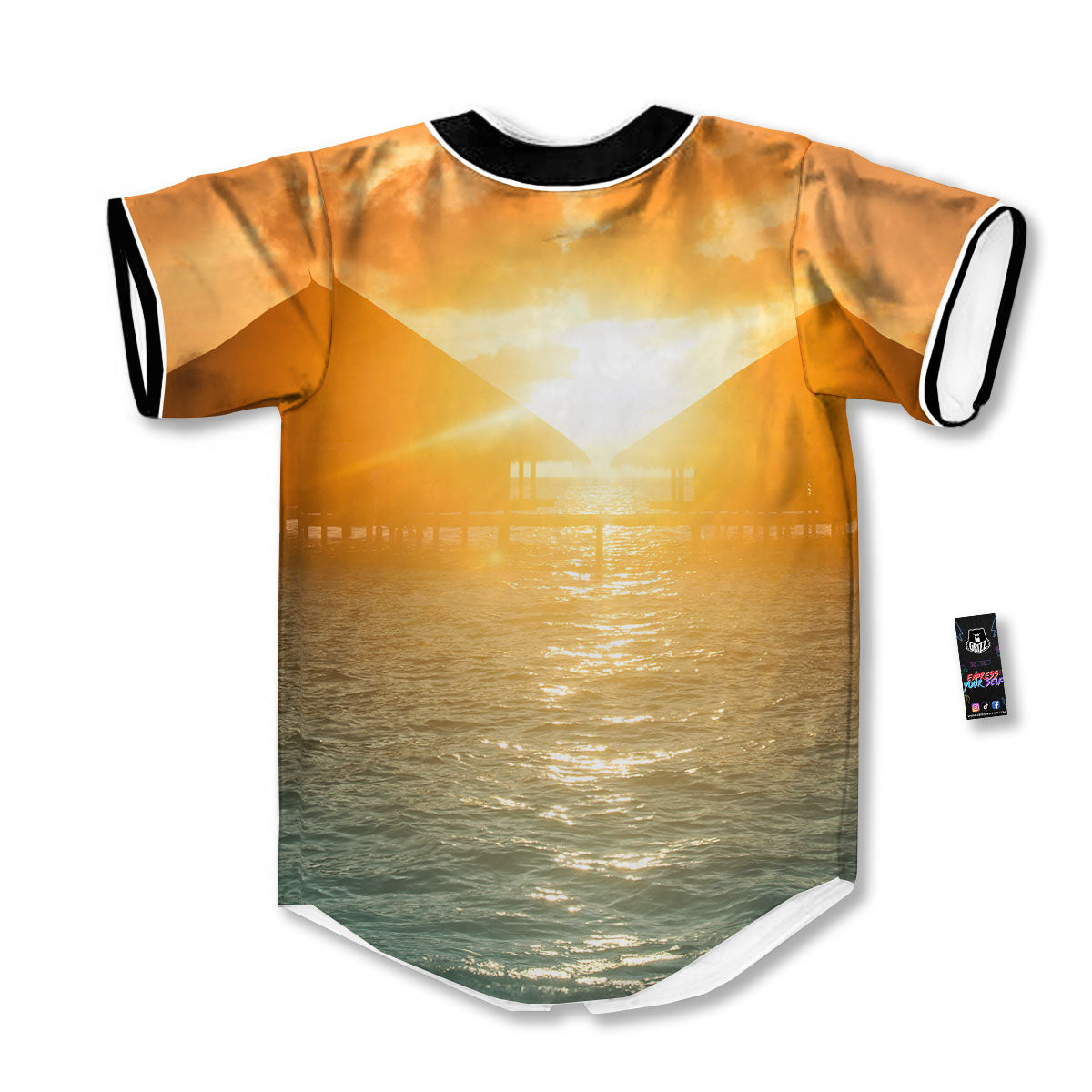 Sunset Maldives Print Baseball Jersey-grizzshop