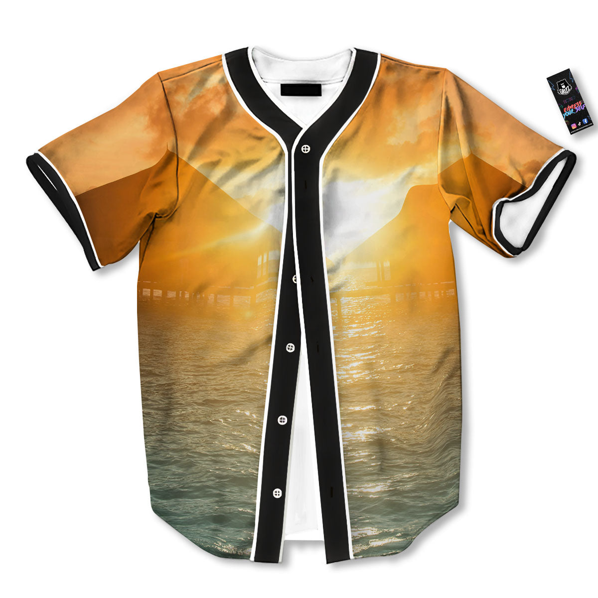 Sunset Maldives Print Baseball Jersey-grizzshop