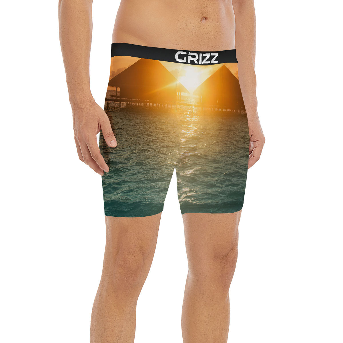 Sunset Maldives Print Boxer Briefs-grizzshop