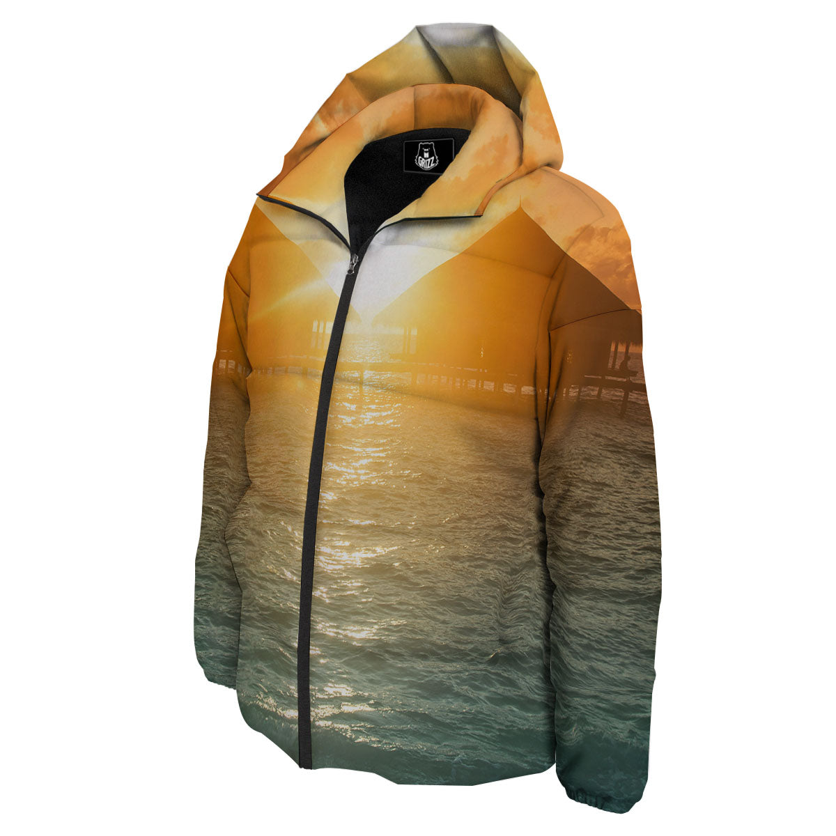 Sunset Maldives Print Down Jacket-grizzshop