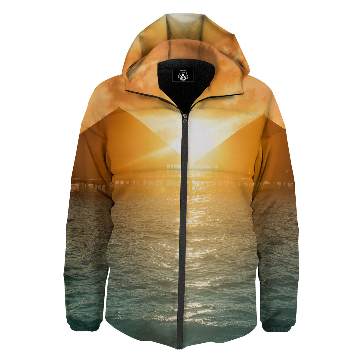 Sunset Maldives Print Down Jacket-grizzshop