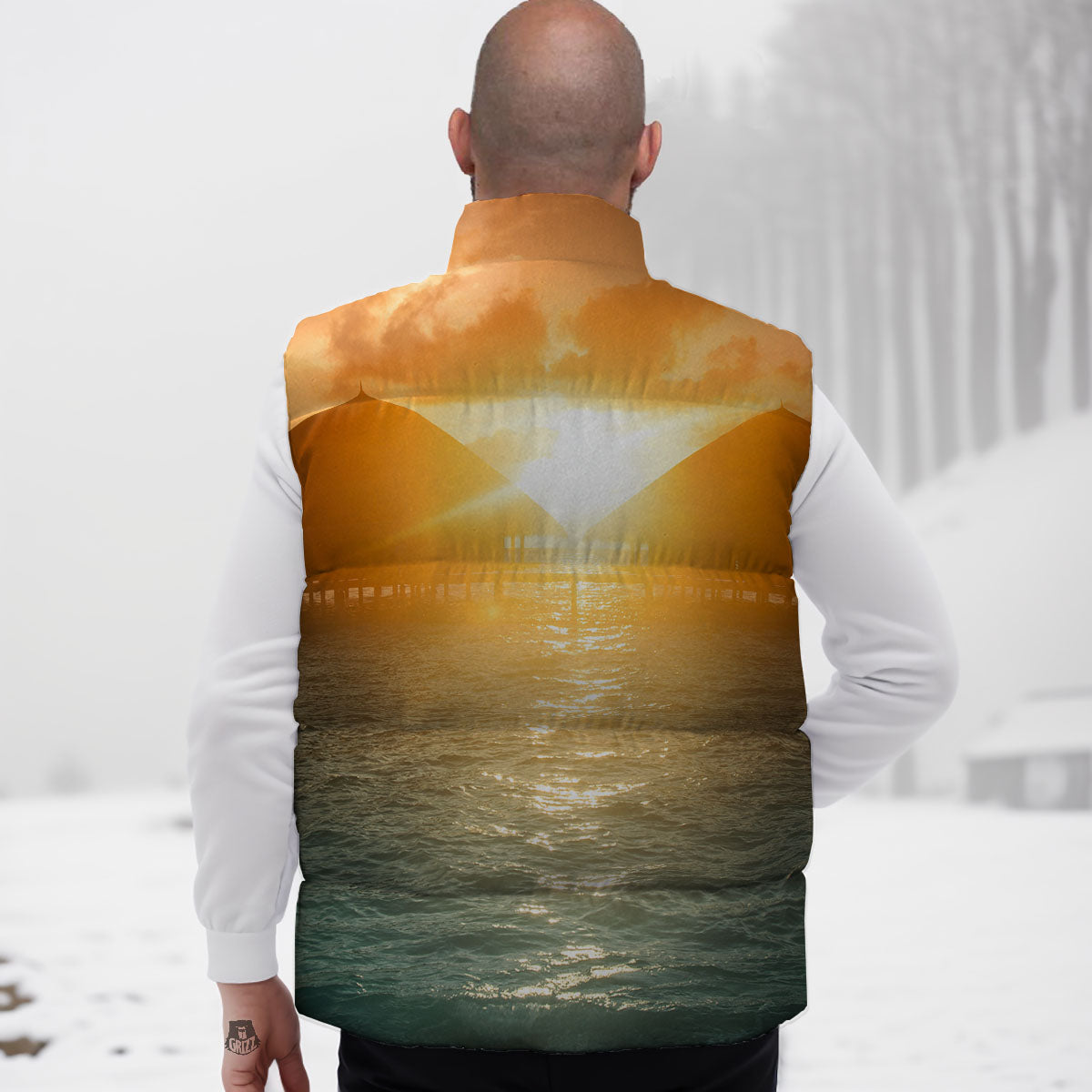 Sunset Maldives Print Down Vest