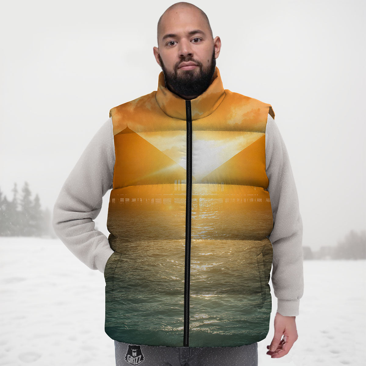 Sunset Maldives Print Down Vest