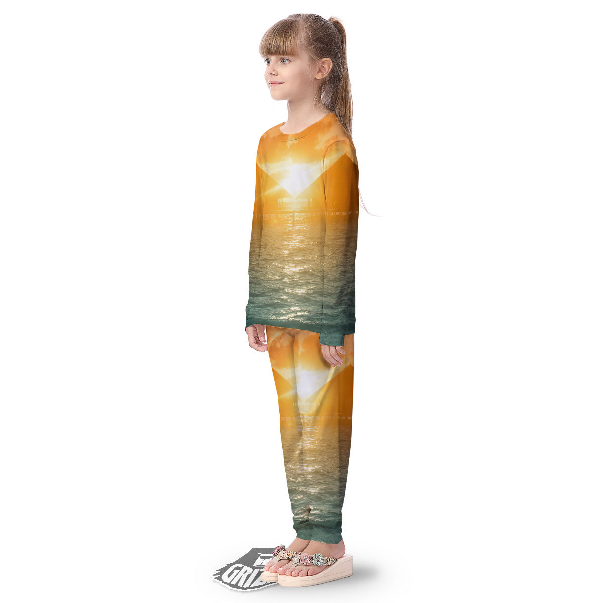 Sunset Maldives Print Kid's Pajamas-grizzshop