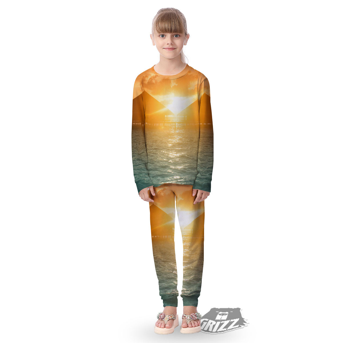 Sunset Maldives Print Kid's Pajamas-grizzshop