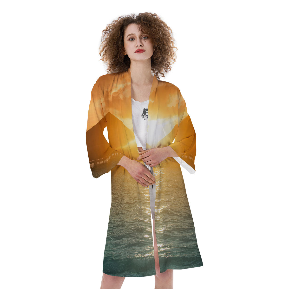 Sunset Maldives Print Kimono-grizzshop