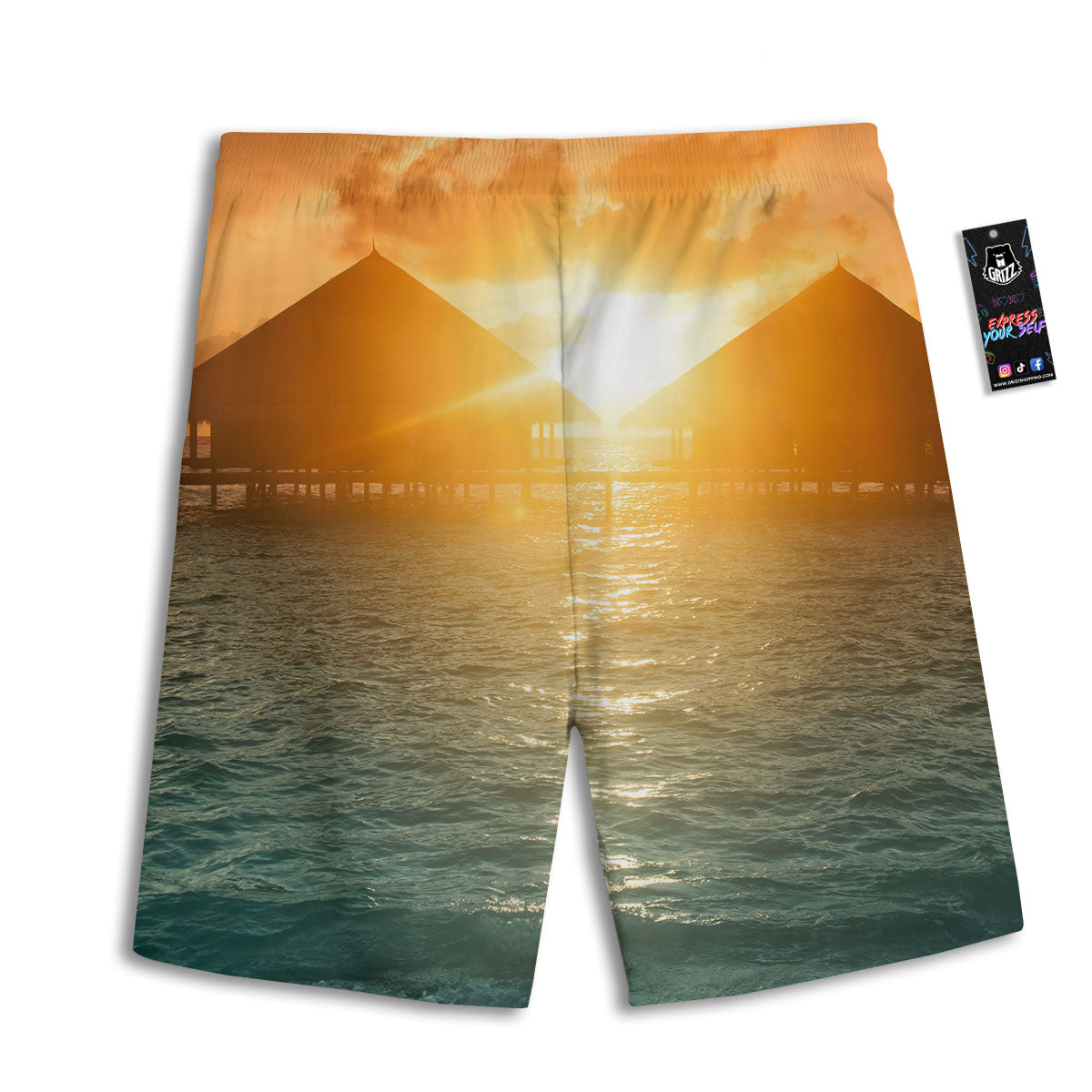 Sunset Maldives Print Men's Athletic Shorts