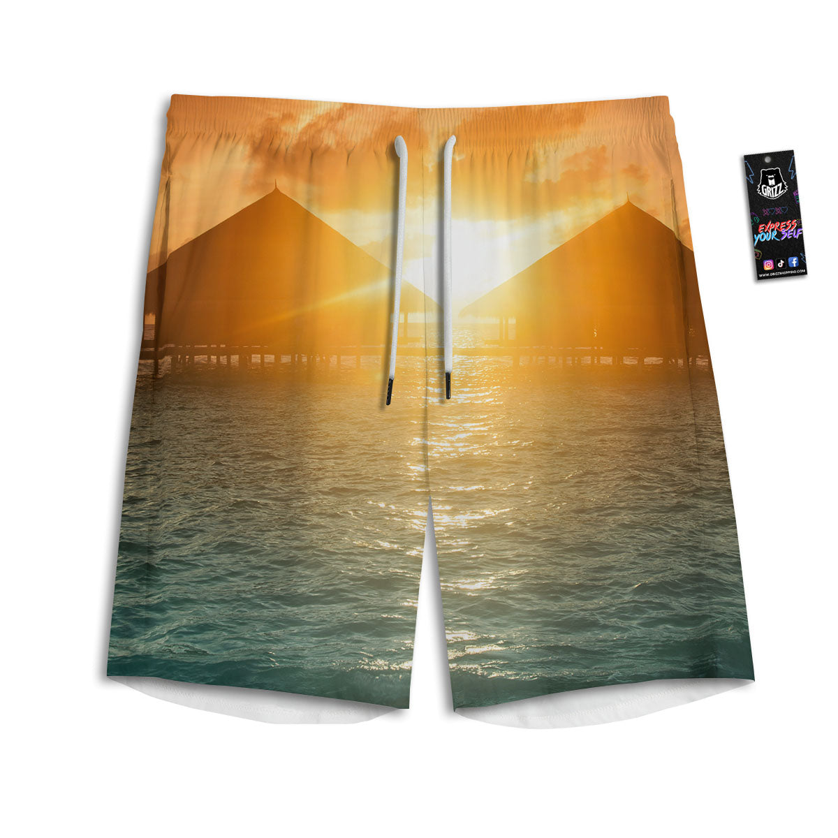 Sunset Maldives Print Men's Athletic Shorts