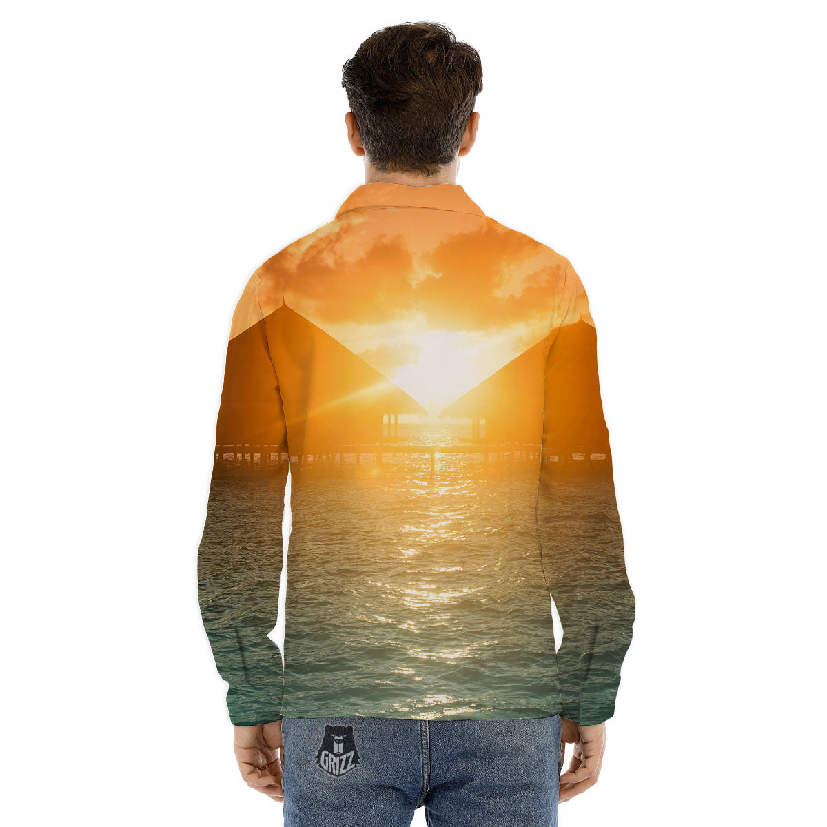 Sunset Maldives Print Men's Dress Shirts-grizzshop
