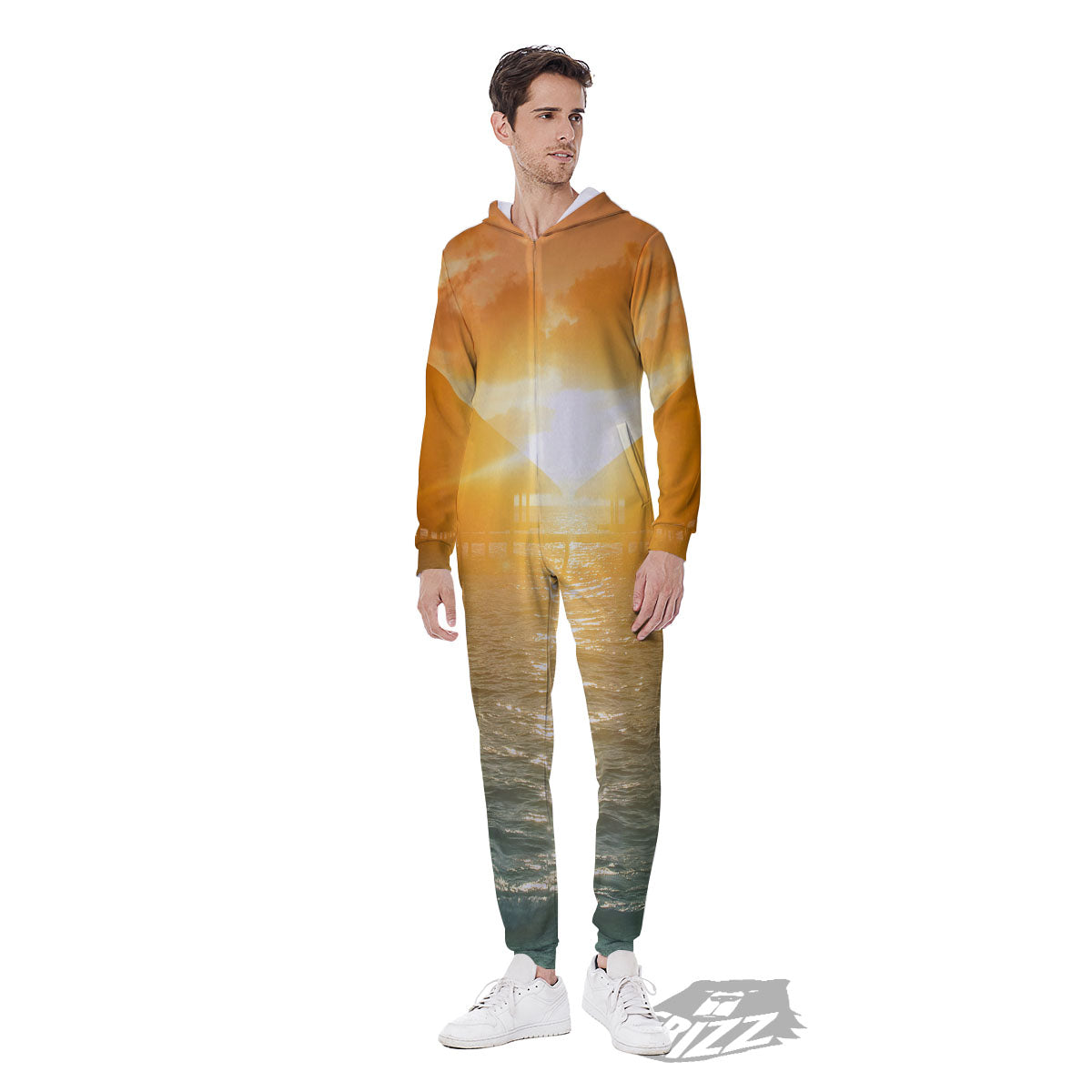 Sunset Maldives Print Men's Jumpsuit-grizzshop