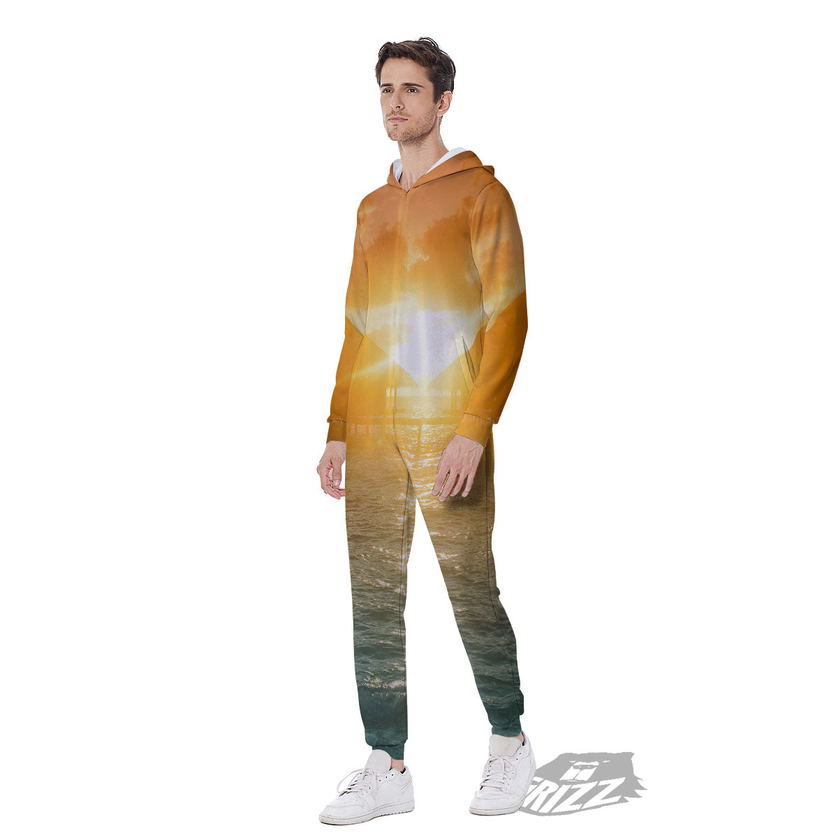 Sunset Maldives Print Men's Jumpsuit-grizzshop