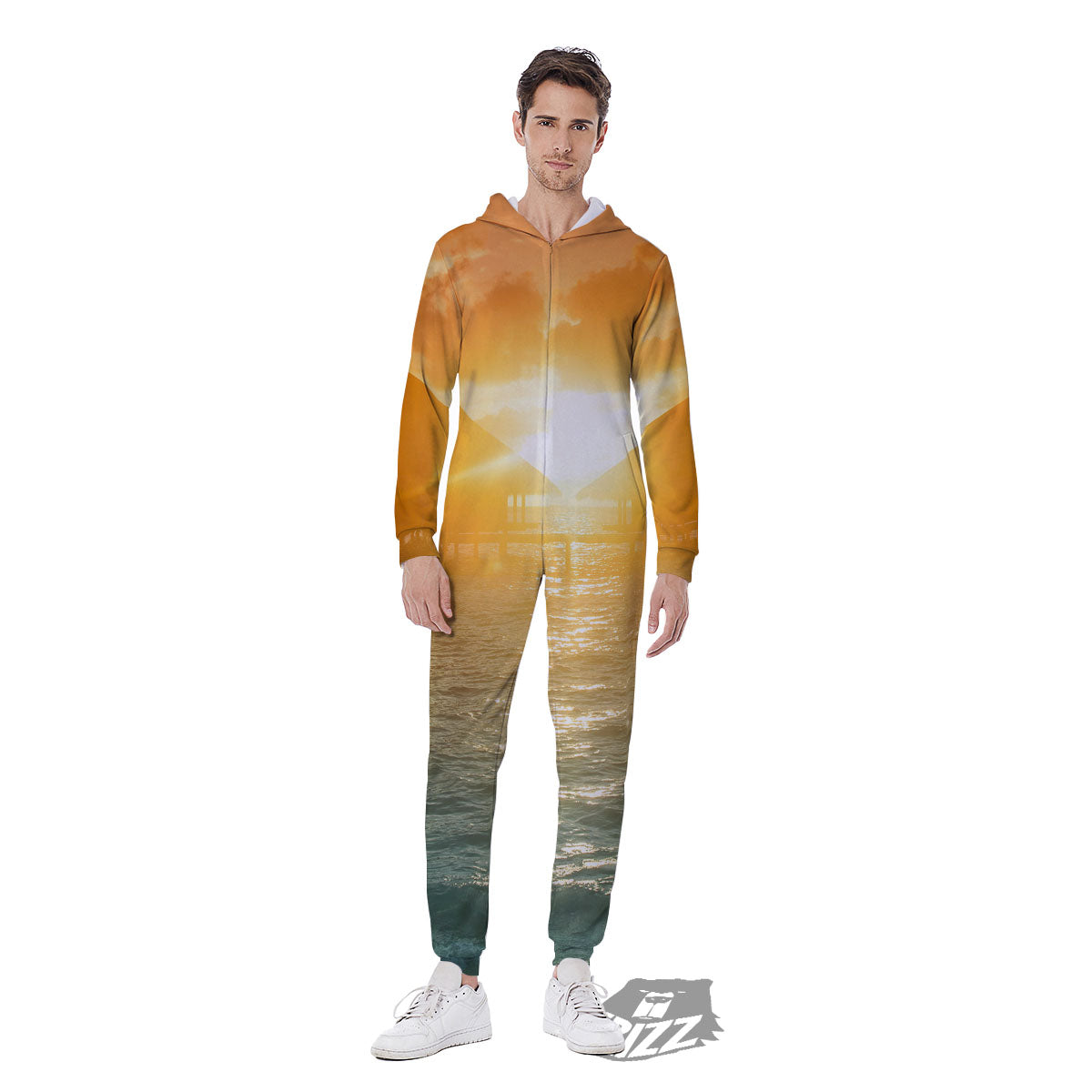 Sunset Maldives Print Men's Jumpsuit-grizzshop